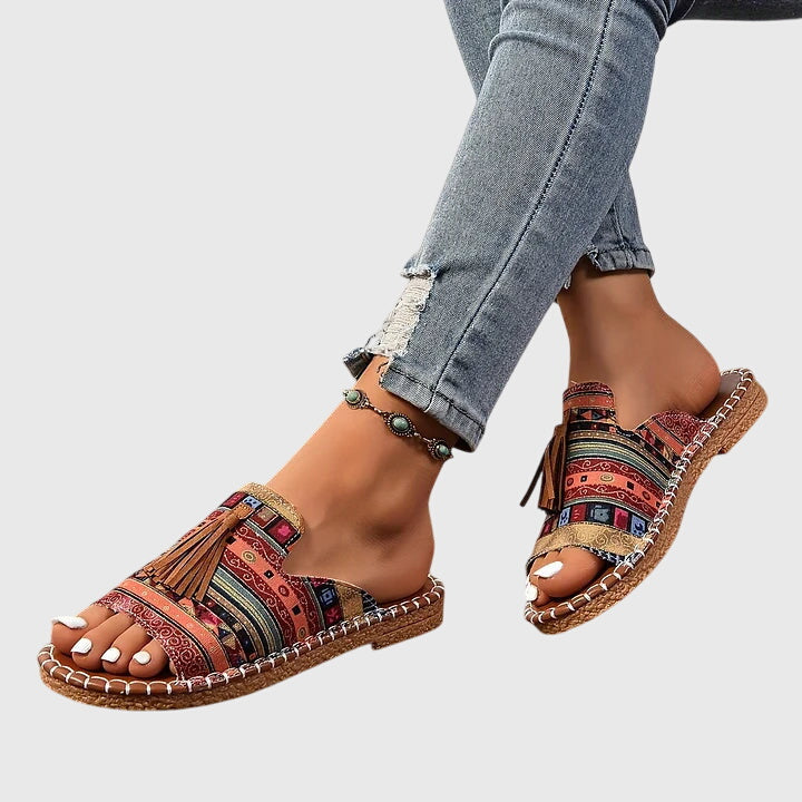 Bella | Orthopedic Boho Print Flat Sandals