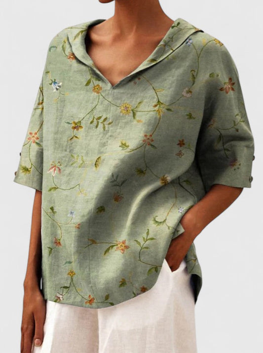 Fiona | Floral Print Collar Relaxed Shirt