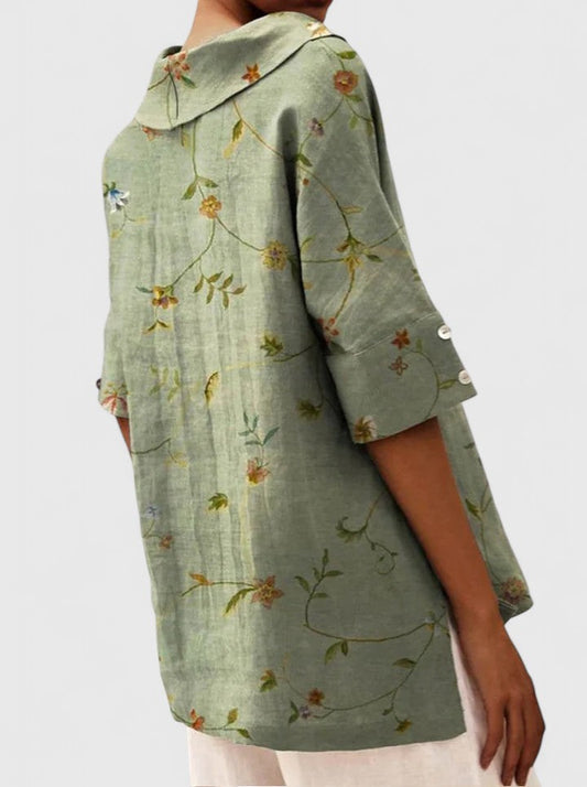 Fiona | Floral Print Collar Relaxed Shirt
