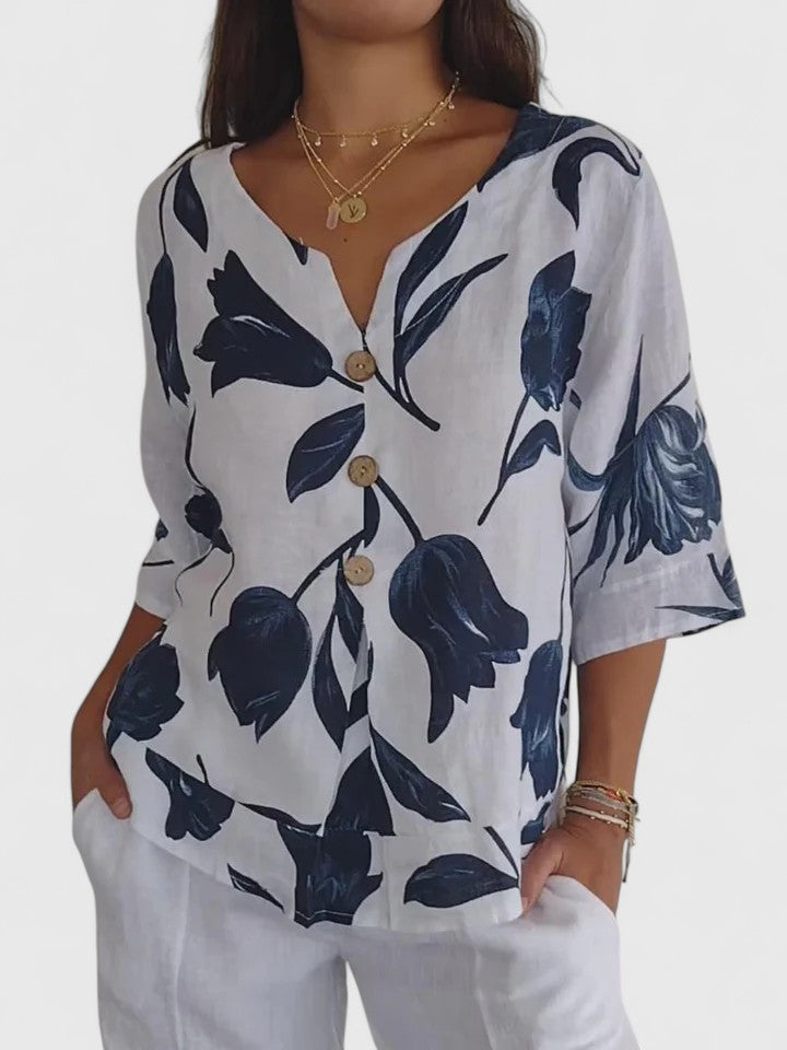 Brooke | Floral Print V-Neck Blouse