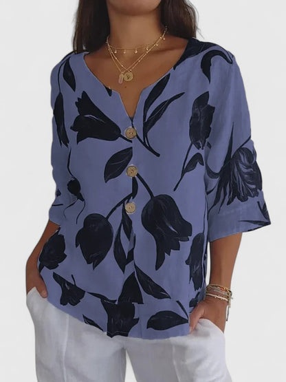 Brooke | Floral Print V-Neck Blouse