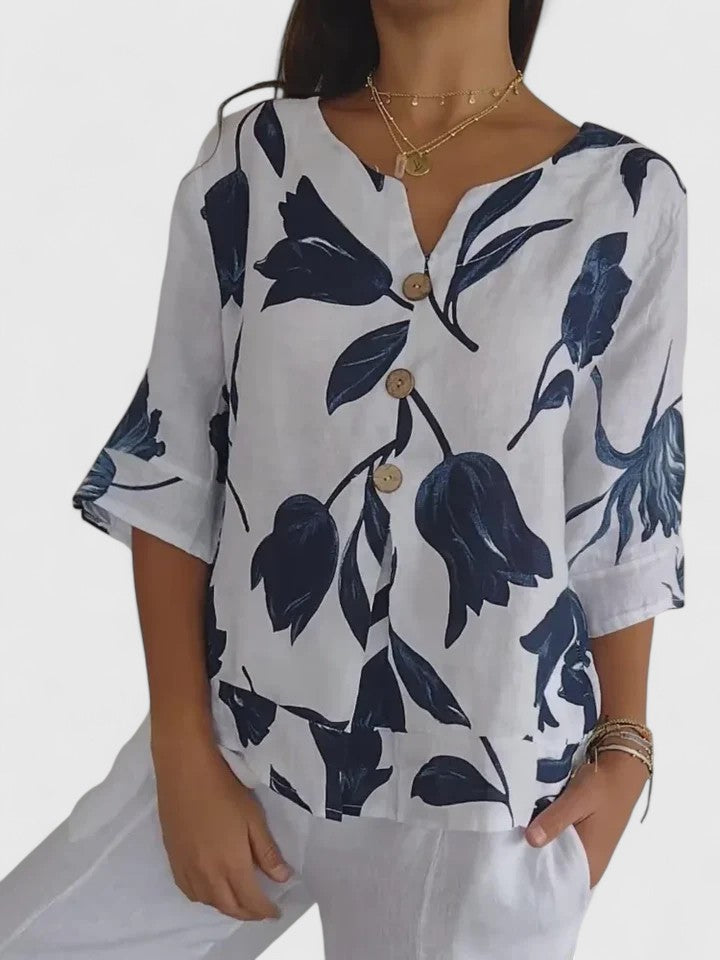 Brooke | Floral Print V-Neck Blouse
