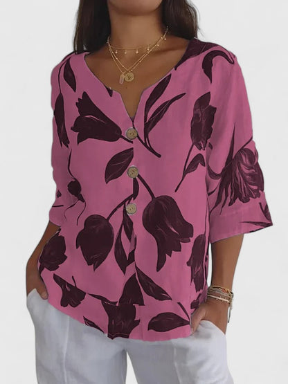 Brooke | Floral Print V-Neck Blouse