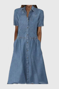 Brooke | Short Sleeve Denim Midi Dress