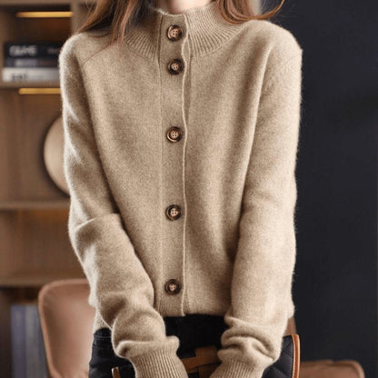 Brooklyn | Elegant Mock Neck Button Front Cardigan