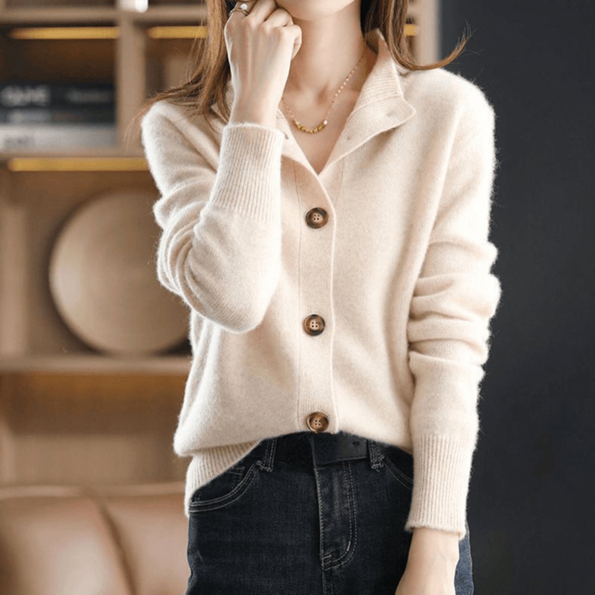Brooklyn | Elegant Mock Neck Button Front Cardigan