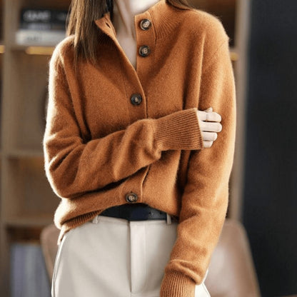 Brooklyn | Elegant Mock Neck Button Front Cardigan
