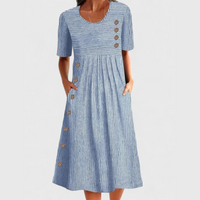 Brooklyn | Striped A-Line Casual Midi Dress
