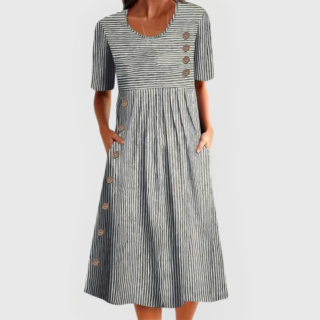 Brooklyn | Striped A-Line Casual Midi Dress