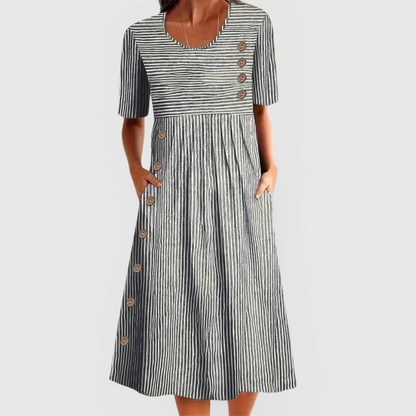 Brooklyn | Striped A-Line Casual Midi Dress