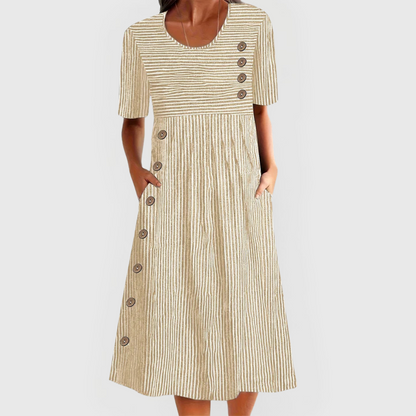 Brooklyn | Striped A-Line Casual Midi Dress