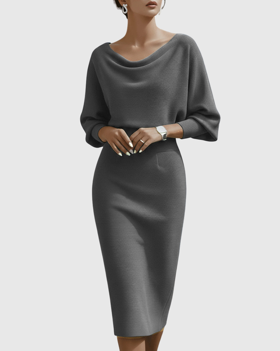 Camille | Elegant Draped Formal Midi Dress