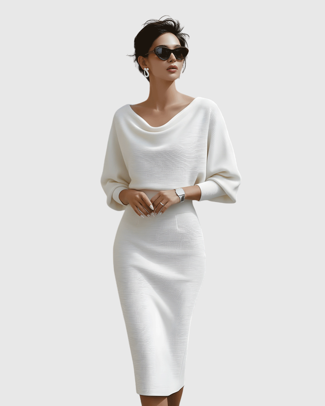 Camille | Elegant Draped Formal Midi Dress