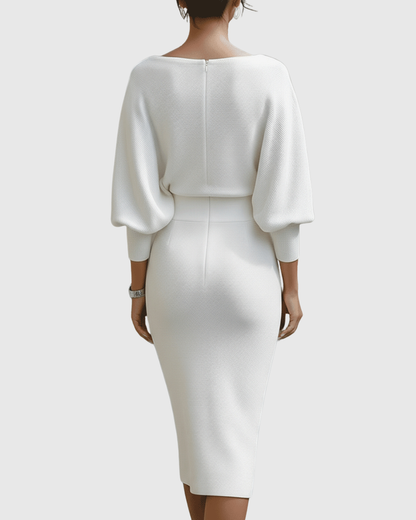 Camille | Elegant Draped Formal Midi Dress