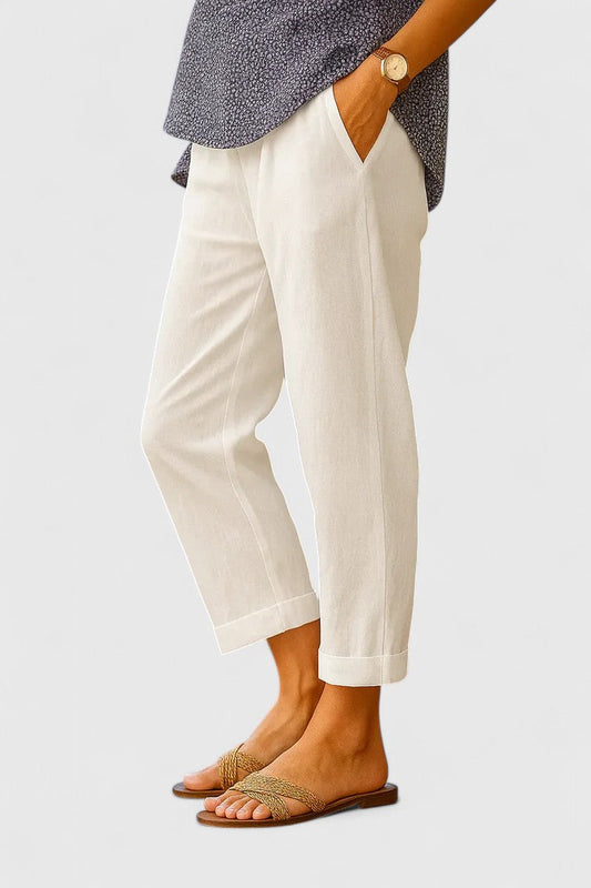 Fiona | Comfortable Cuffed Hem Cropped Pants