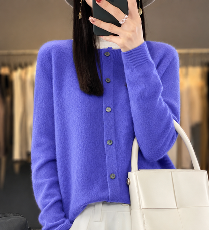 Fiona | Button Front Crew Neck Cardigan