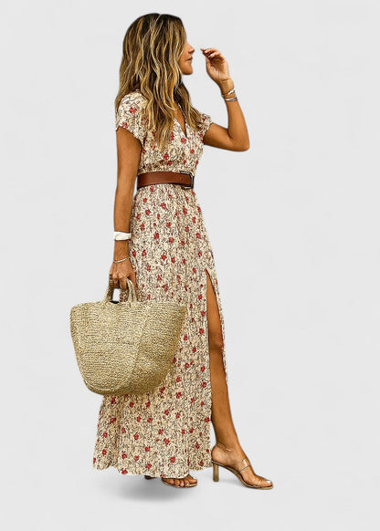 Violet | Elegant Printed Boho Maxi Dress