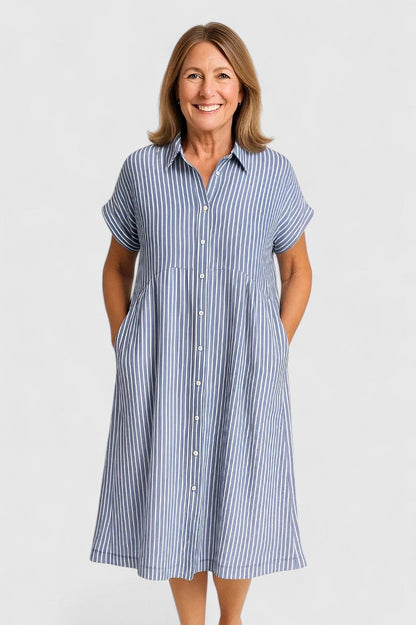 Stella | Striped Maxi Shirt Dress
