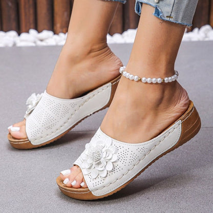 Chloe | Orthopedic Flower Wedge Sandals
