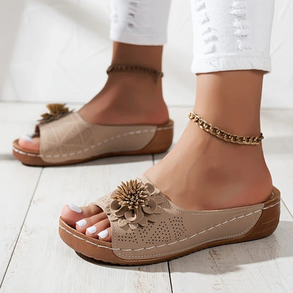Chloe | Orthopedic Flower Wedge Sandals