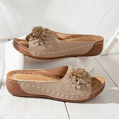 Chloe | Orthopedic Flower Wedge Sandals