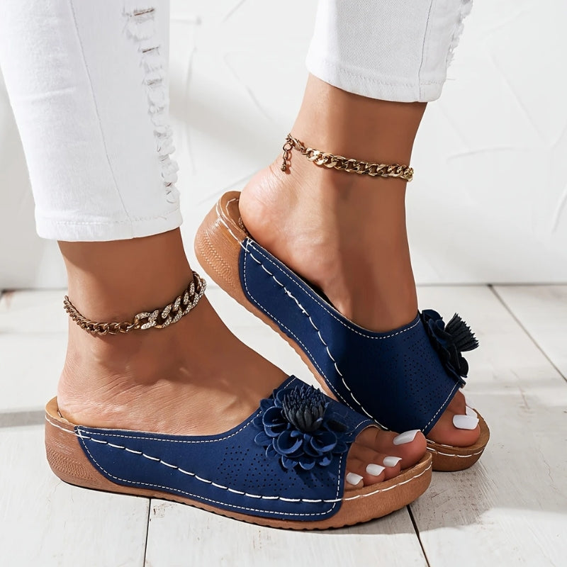 Chloe | Orthopedic Flower Wedge Sandals