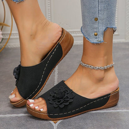 Chloe | Orthopedic Flower Wedge Sandals