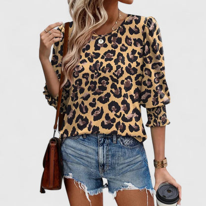 Chloe | Round Neck Smocked Cuff Top