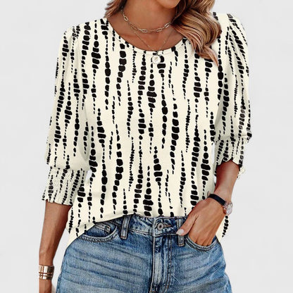 Chloe | Round Neck Smocked Cuff Top