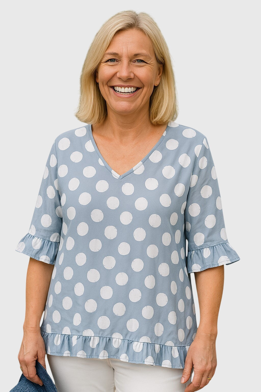 Cora | Polka Dot V-Neck Longline Blouse