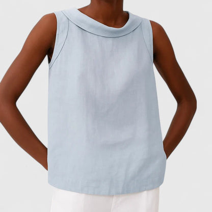 Diana | Roll Collar Sleeveless Relaxed Top