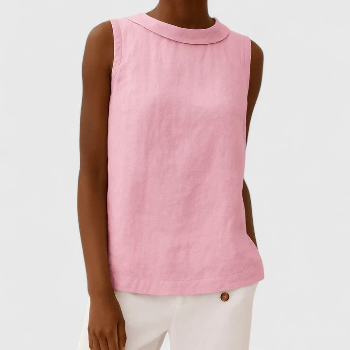 Diana | Roll Collar Sleeveless Relaxed Top