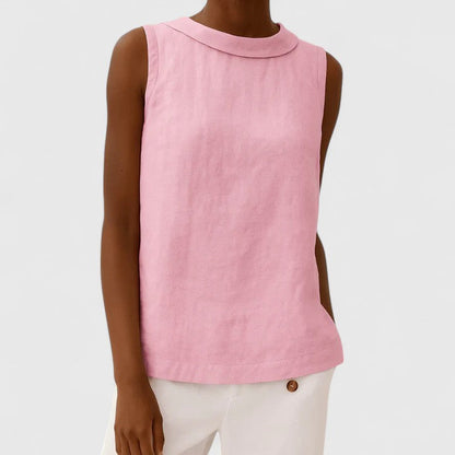 Diana | Roll Collar Sleeveless Relaxed Top