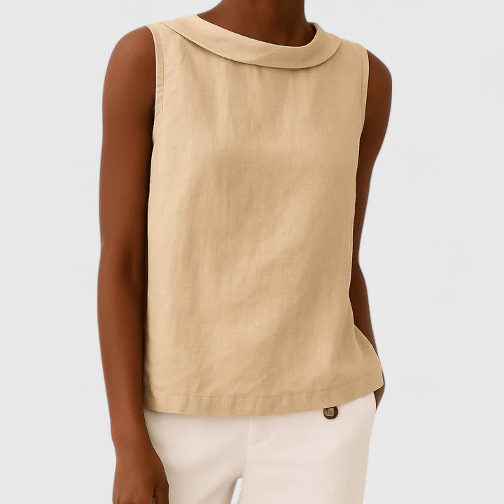 Diana | Roll Collar Sleeveless Relaxed Top