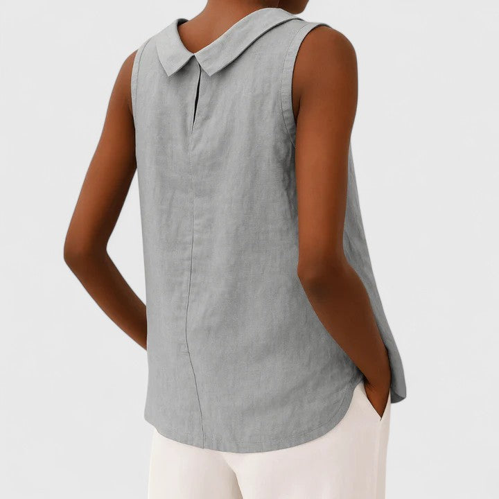Diana | Roll Collar Sleeveless Relaxed Top