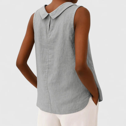 Diana | Roll Collar Sleeveless Relaxed Top