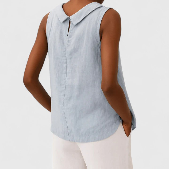 Diana | Roll Collar Sleeveless Relaxed Top