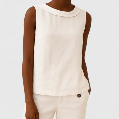 Diana | Roll Collar Sleeveless Relaxed Top
