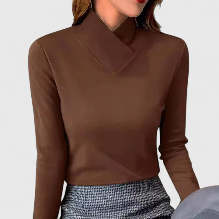 Eleanor | Elegant Collar Fitted Long Sleeve Top