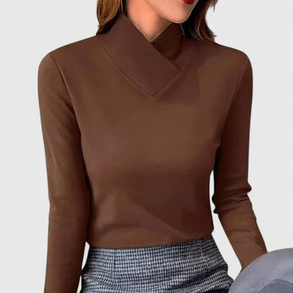 Eleanor | Elegant Collar Fitted Long Sleeve Top