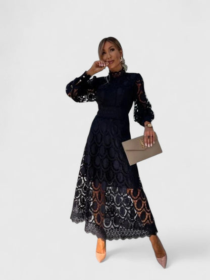 Eleanor | Elegant High-Neck Midi Dress