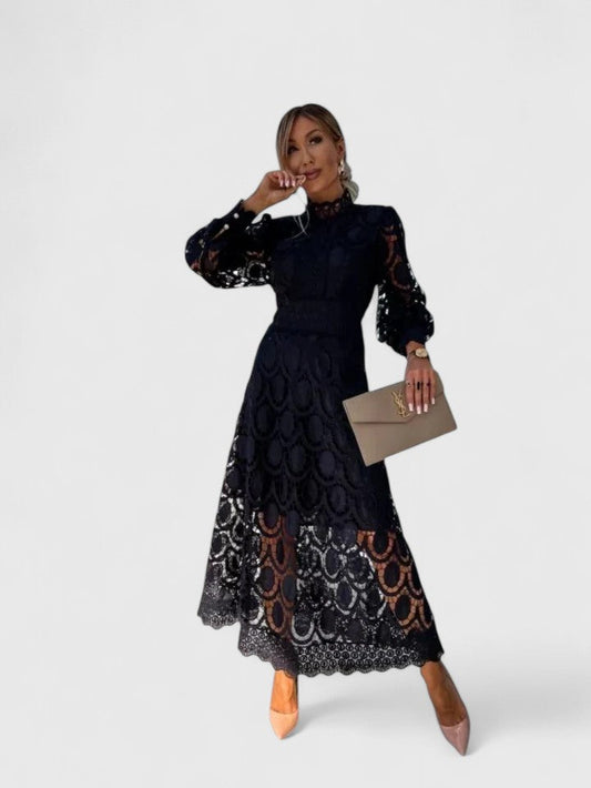 Eleanor | Elegant High-Neck Midi Dress