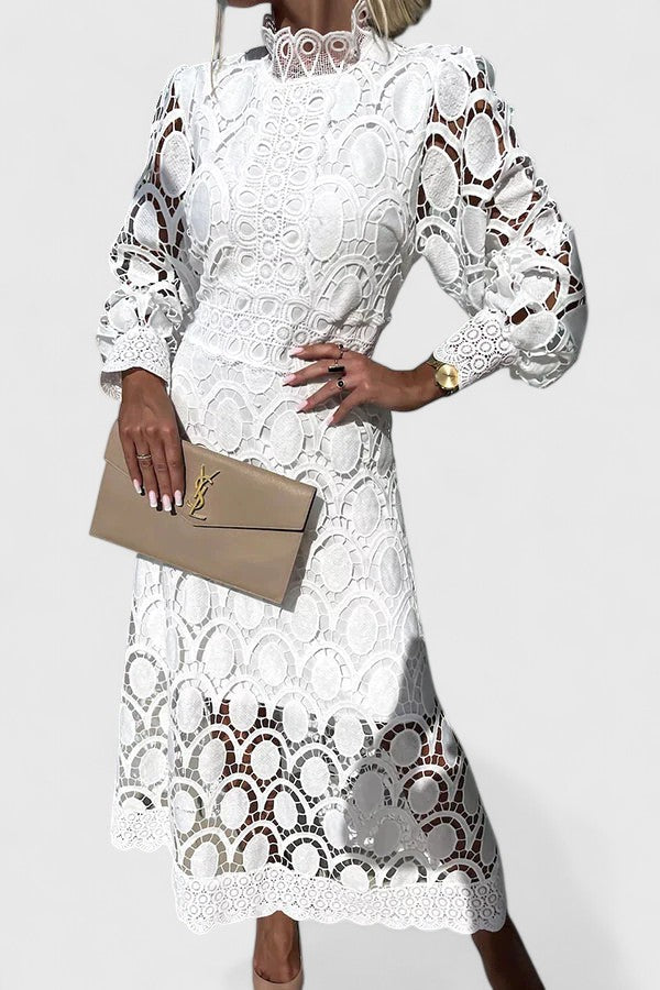 Eleanor | Elegant High-Neck Midi Dress