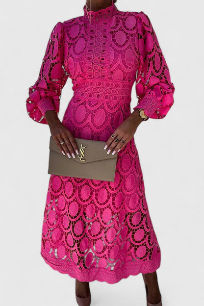 Eleanor | Elegant High-Neck Midi Dress