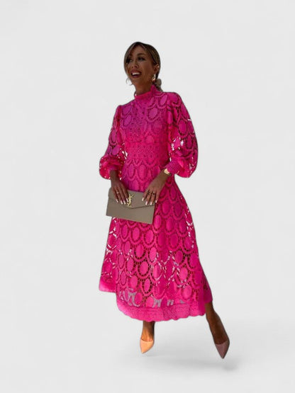 Eleanor | Elegant High-Neck Midi Dress