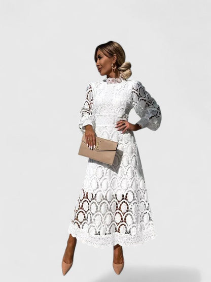 Eleanor | Elegant High-Neck Midi Dress