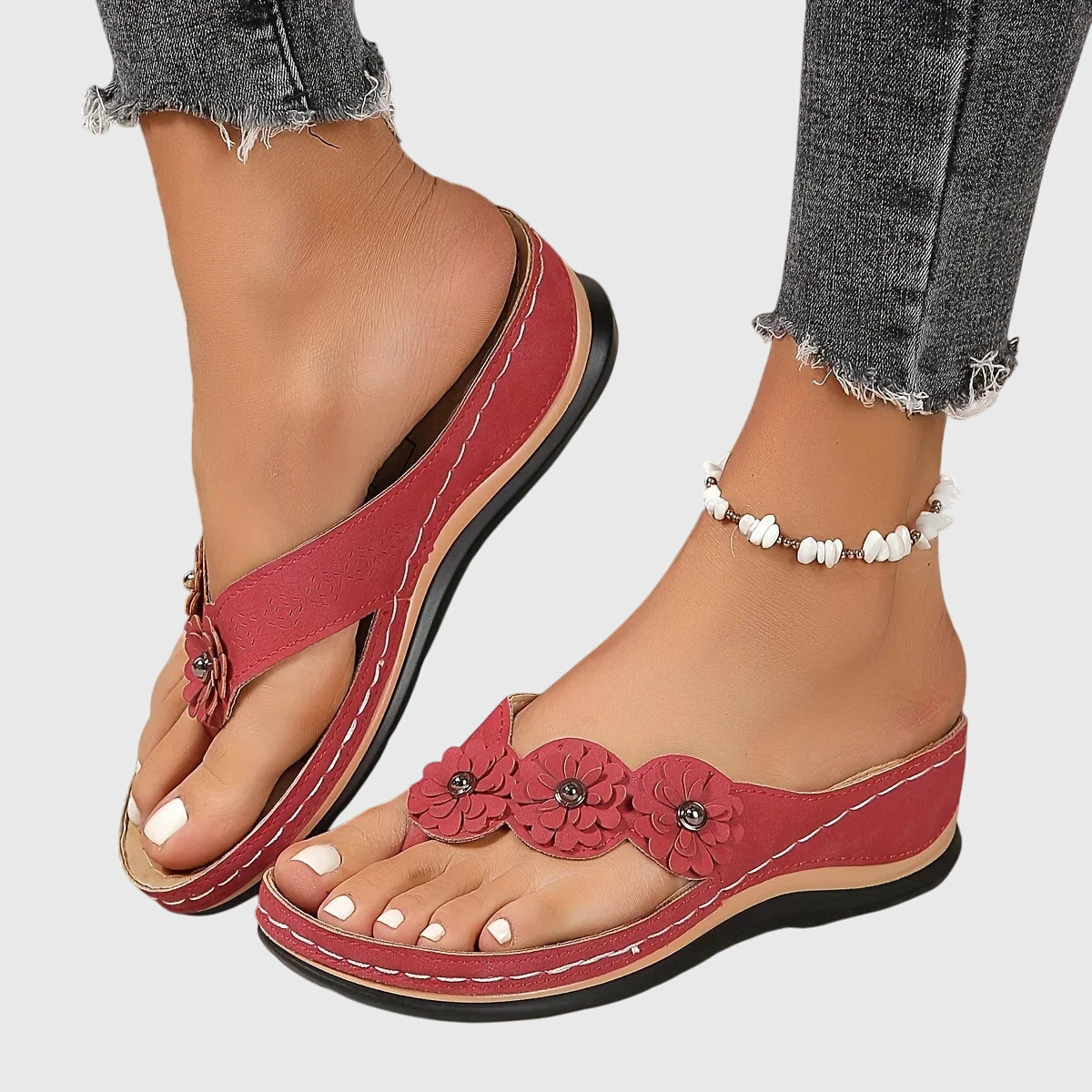 Eleanor | Orthopedic Comfortable Flower Flip Flops