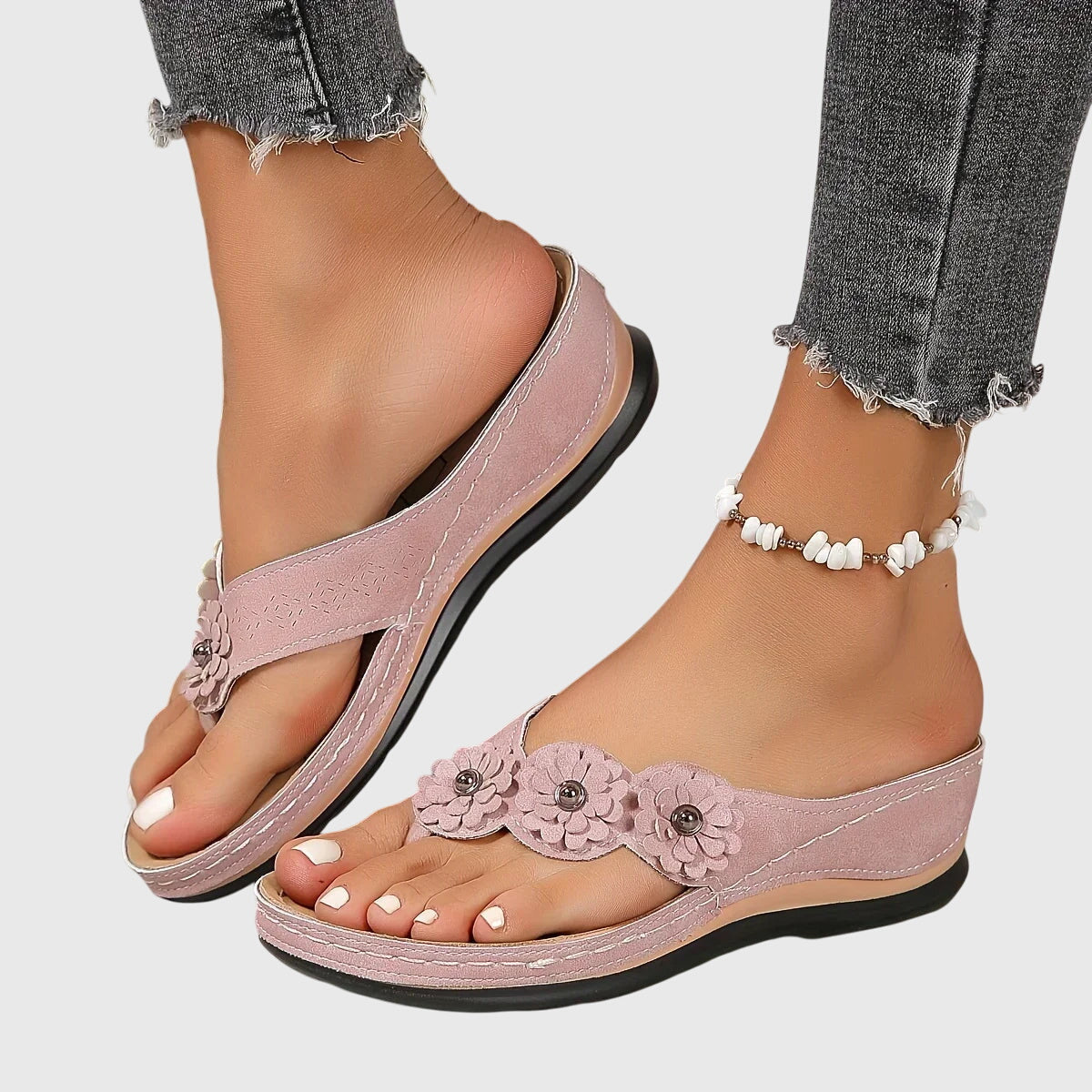 Eleanor | Orthopedic Comfortable Flower Flip Flops