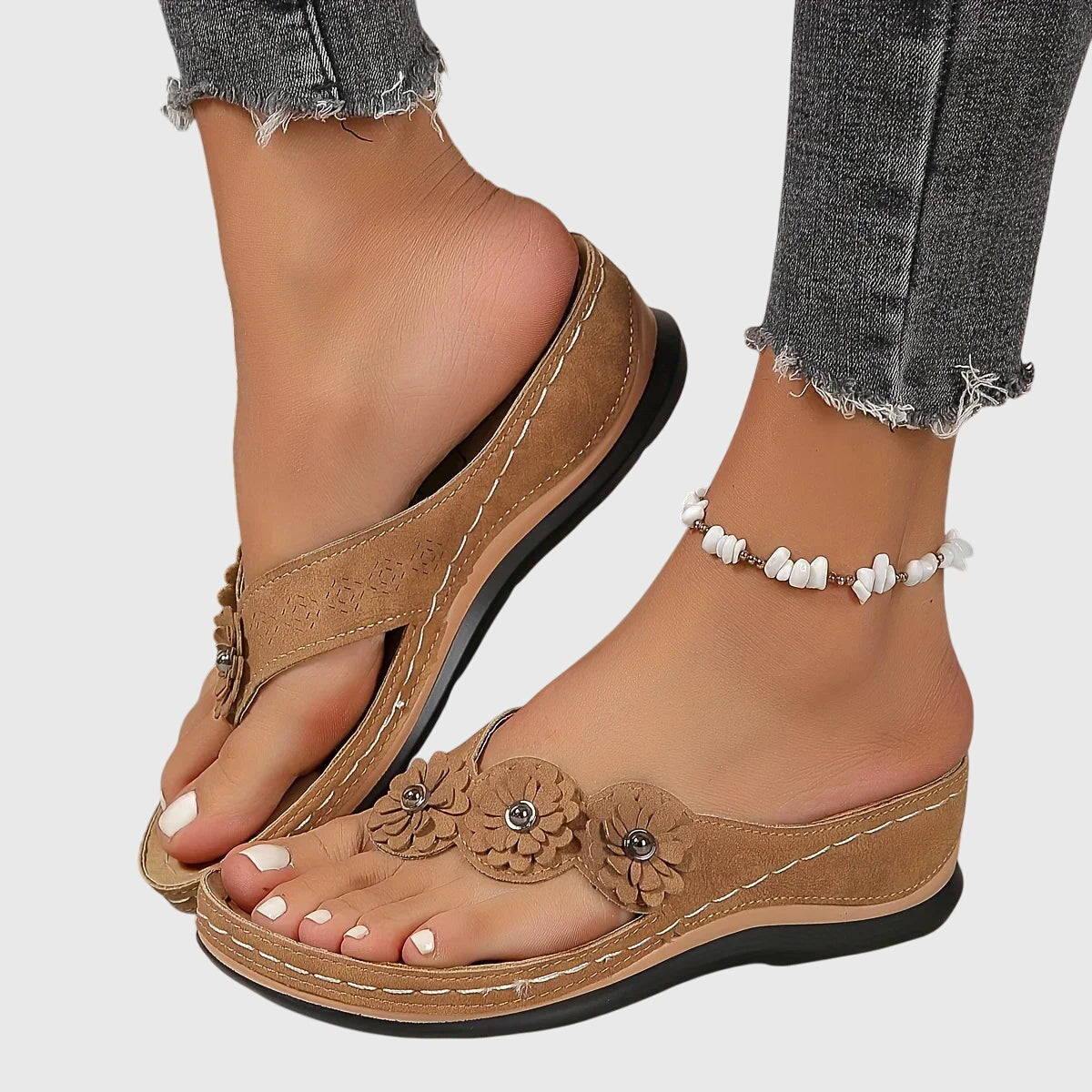 Eleanor | Orthopedic Comfortable Flower Flip Flops