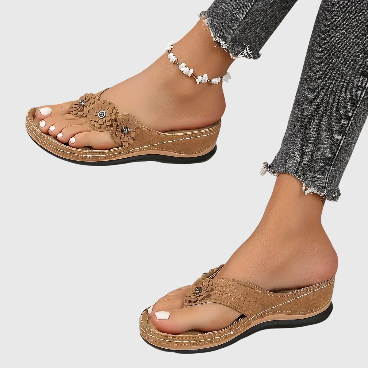Eleanor | Orthopedic Comfortable Flower Flip Flops